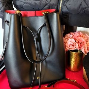 Ralph Lauren Black Drawstring Bucket Bag